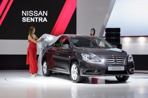 New Nissan Pathfinder, Sentra power into Nissan stand at Moscow