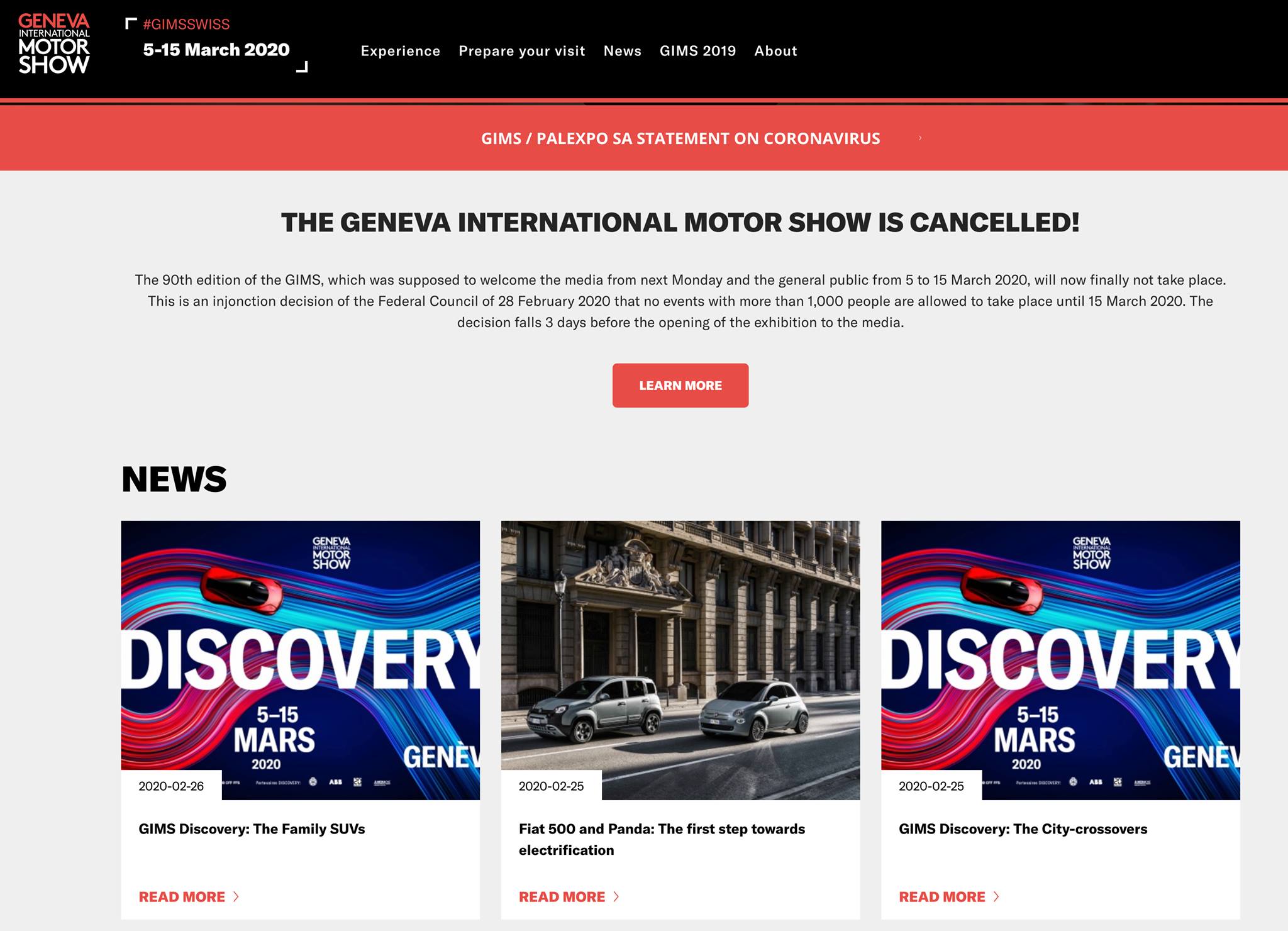 Se cancela Auto Show de Ginebra por Coronavirus